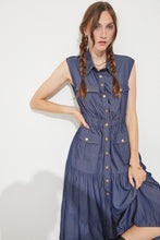Load image into Gallery viewer, SLEEVELESS BUTTON-DOWN DENIM DRESS