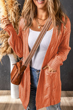 Load image into Gallery viewer, Cable-Knit Dropped Shoulder Slit Cardigan