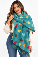 Load image into Gallery viewer, Heart Patterned Tassel Scarf
