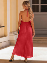 Load image into Gallery viewer, Livy Backless Pleated Halter Neck Dress