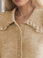 Load image into Gallery viewer, Frill Button Up Collared Neck Long Sleeve Cardigan