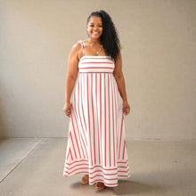 Load image into Gallery viewer, Women's A-Line Stunning White Striped Maxi Dress