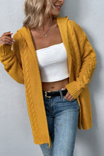 Load image into Gallery viewer, Cable-Knit Dropped Shoulder Hooded Cardigan