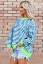 Load image into Gallery viewer, High-Low Striped Long Sleeve Sweatshirt