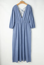 Load image into Gallery viewer, Barbería Three-Quarter Sleeve Denim Dress