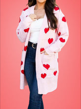 Load image into Gallery viewer, Heart Open Front Long Sleeve Cardigan