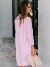 Load image into Gallery viewer, Button Up Collared Neck Long Sleeve Shirt Dress