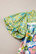 Load image into Gallery viewer, Floral Round Neck Puff Sleeve Blouse
