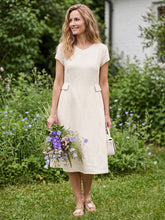 Load image into Gallery viewer, 100% Linen Natural Summer V-Neck Dress ALEXA