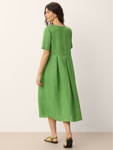Load image into Gallery viewer, 100% Linen Split Neck Button Detail Midi Dress SERAPHINE