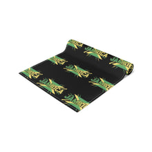 Load image into Gallery viewer, Jamaica Flag Script Table Runner — Black Cotton-Poly Dining Accent
