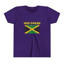 Load image into Gallery viewer, Youth Tee - "Wah Gwaan" Jamaican Flag Kids Shirt