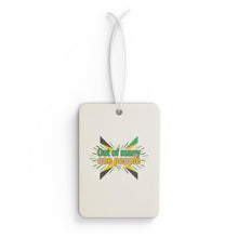Load image into Gallery viewer, Car Air Freshener — 'Out of Many, One People' Jamaican Flag Scented Air Freshener