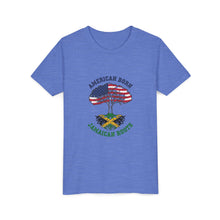 Load image into Gallery viewer, Youth Tee - "American Born Jamaican Roots" Patriotic USA/Jamaica Tree Graphic