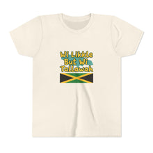 Load image into Gallery viewer, Youth Tee - "Wi Likkle But Wi Tallawah" Jamaican Flag Kids Shirt