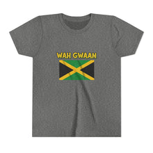Load image into Gallery viewer, Youth Tee - "Wah Gwaan" Jamaican Flag Kids Shirt