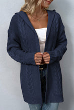 Load image into Gallery viewer, Cable-Knit Dropped Shoulder Hooded Cardigan