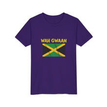 Load image into Gallery viewer, Youth Tee - "Wah Gwaan" Jamaican Flag Kids Shirt