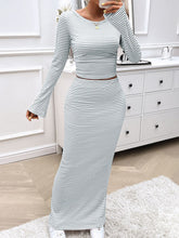 Load image into Gallery viewer, Devine Striped Boat Neck Skirt Set