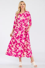 Load image into Gallery viewer, Celeste Floral Round Neck Ruffle Hem Dress