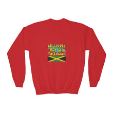 Load image into Gallery viewer, Youth Crewneck Sweatshirt - "Wi Likkle But Wi Tallawah" Jamaican Flag Kids Sweatshirt