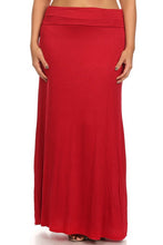 Load image into Gallery viewer, Plus size Solid high waisted a-line maxi skirt
