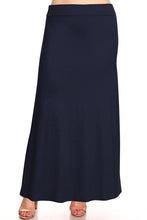 Load image into Gallery viewer, Plus size Solid high waisted a-line maxi skirt