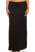 Load image into Gallery viewer, Plus size Solid high waisted a-line maxi skirt
