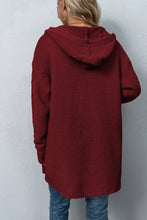 Load image into Gallery viewer, Cable-Knit Dropped Shoulder Hooded Cardigan