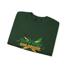 Load image into Gallery viewer, Out of Many One People Sweatshirt – Jamaican Flag Unity Crewneck