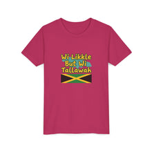 Load image into Gallery viewer, Youth Tee - "Wi Likkle But Wi Tallawah" Jamaican Flag Kids Shirt
