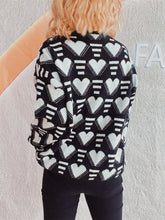 Load image into Gallery viewer, Heart Contrast Long Sleeve Dropped Shoulder Sweater