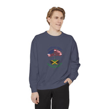 Load image into Gallery viewer, American Born Jamaican Roots Sweatshirt — Patriotic Jamaica Flag Crewneck