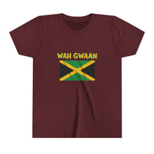 Load image into Gallery viewer, Youth Tee - "Wah Gwaan" Jamaican Flag Kids Shirt