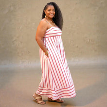 Load image into Gallery viewer, Women's A-Line Stunning White Striped Maxi Dress