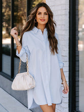 Load image into Gallery viewer, Button Up Collared Neck Long Sleeve Shirt Dress