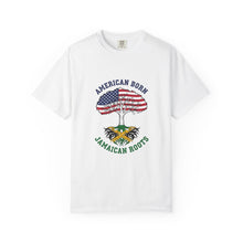 Load image into Gallery viewer, American Born Jamaican Roots T-Shirt — USA Flag Tree Graphic Tee
