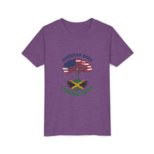 Load image into Gallery viewer, Youth Tee - "American Born Jamaican Roots" Patriotic USA/Jamaica Tree Graphic