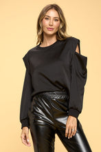 Load image into Gallery viewer, Satin Stretch Open Shoulder Sweatshirt