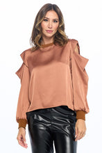 Load image into Gallery viewer, Satin Stretch Open Shoulder Sweatshirt
