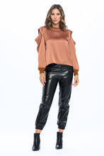 Load image into Gallery viewer, Satin Stretch Open Shoulder Sweatshirt