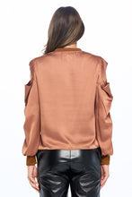Load image into Gallery viewer, Satin Stretch Open Shoulder Sweatshirt