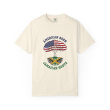 Load image into Gallery viewer, American Born Jamaican Roots T-Shirt — USA Flag Tree Graphic Tee