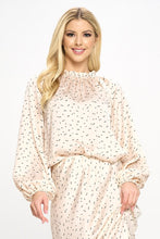 Load image into Gallery viewer, Star Print Satin Ruffle Mock Neck Top
