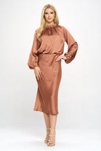 Load image into Gallery viewer, Solid Satin Ruffle Mock Neck Top