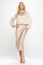 Load image into Gallery viewer, Solid Satin Ruffle Mock Neck Top