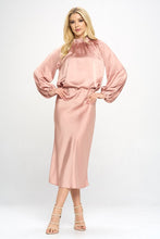 Load image into Gallery viewer, Solid Satin Ruffle Mock Neck Top