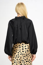 Load image into Gallery viewer, Solid Satin Ruffle Mock Neck Top