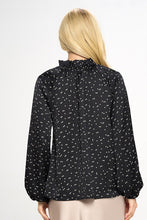 Load image into Gallery viewer, Star Print Satin Ruffle Mock Neck Top