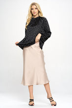 Load image into Gallery viewer, Star Print Satin Ruffle Mock Neck Top